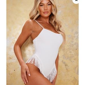Pretty little thing white fringe swimsuit US 6 NWT
